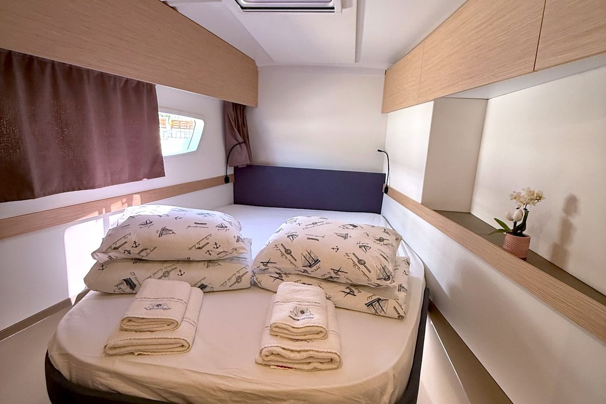 Head on Ocean Allure, a Fountaine Pajot Astrea 42 catamaran at Grad Kaštela, Croatia