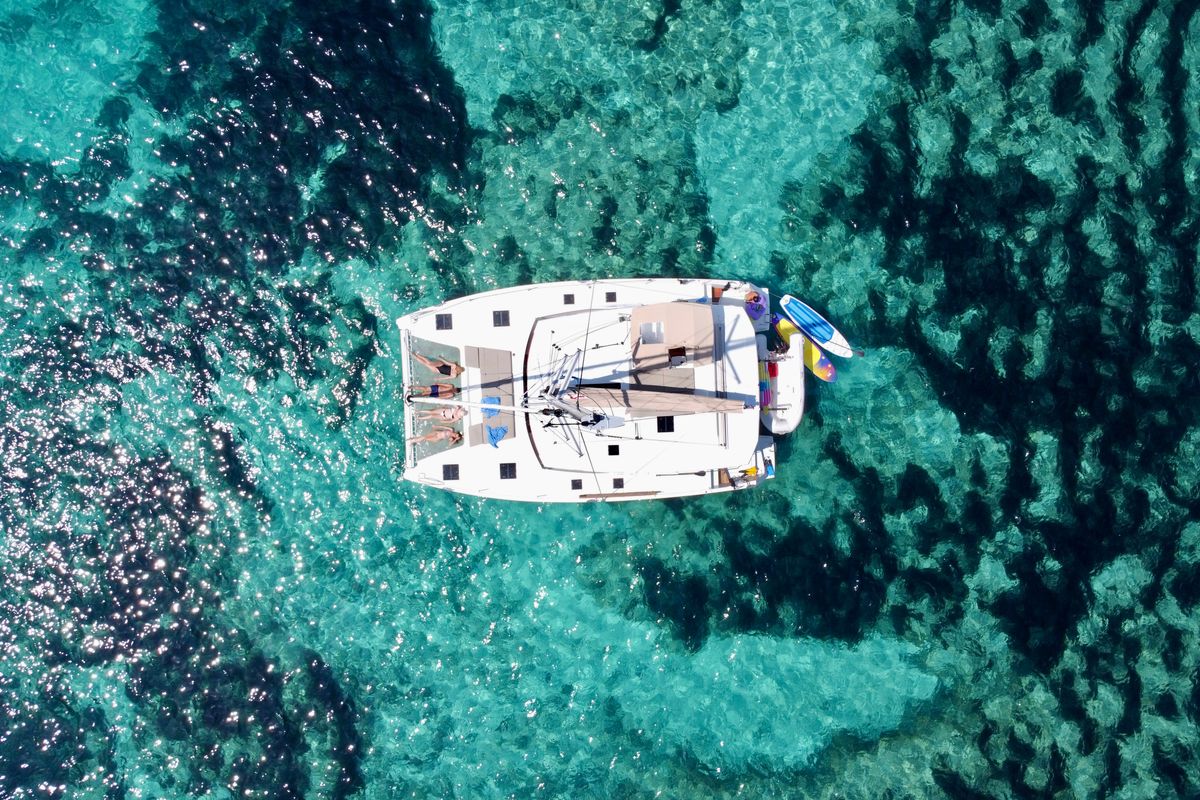 Exterior view of Ocean Allure, a Fountaine Pajot Astrea 42 catamaran at Grad Kaštela, Croatia