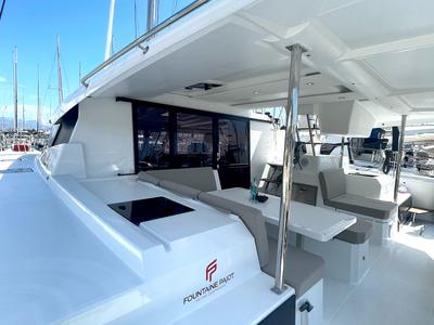 Deck of Ocean Allure, a Fountaine Pajot Astrea 42 catamaran at Grad Kaštela, Croatia