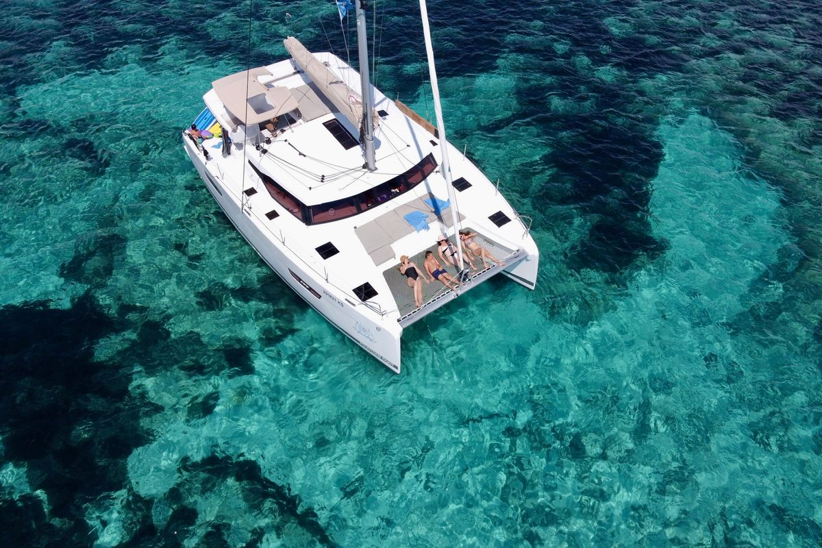 Exterior view of Ocean Allure, a Fountaine Pajot Astrea 42 catamaran at Grad Kaštela, Croatia