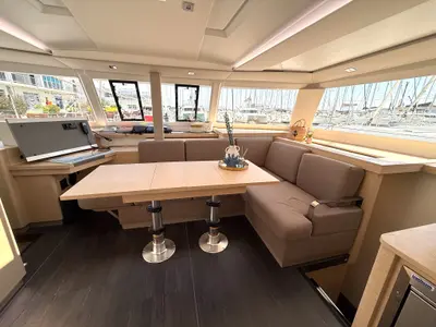 Salon of Ocean Allure, a Fountaine Pajot Astrea 42 catamaran at Grad Kaštela, Croatia