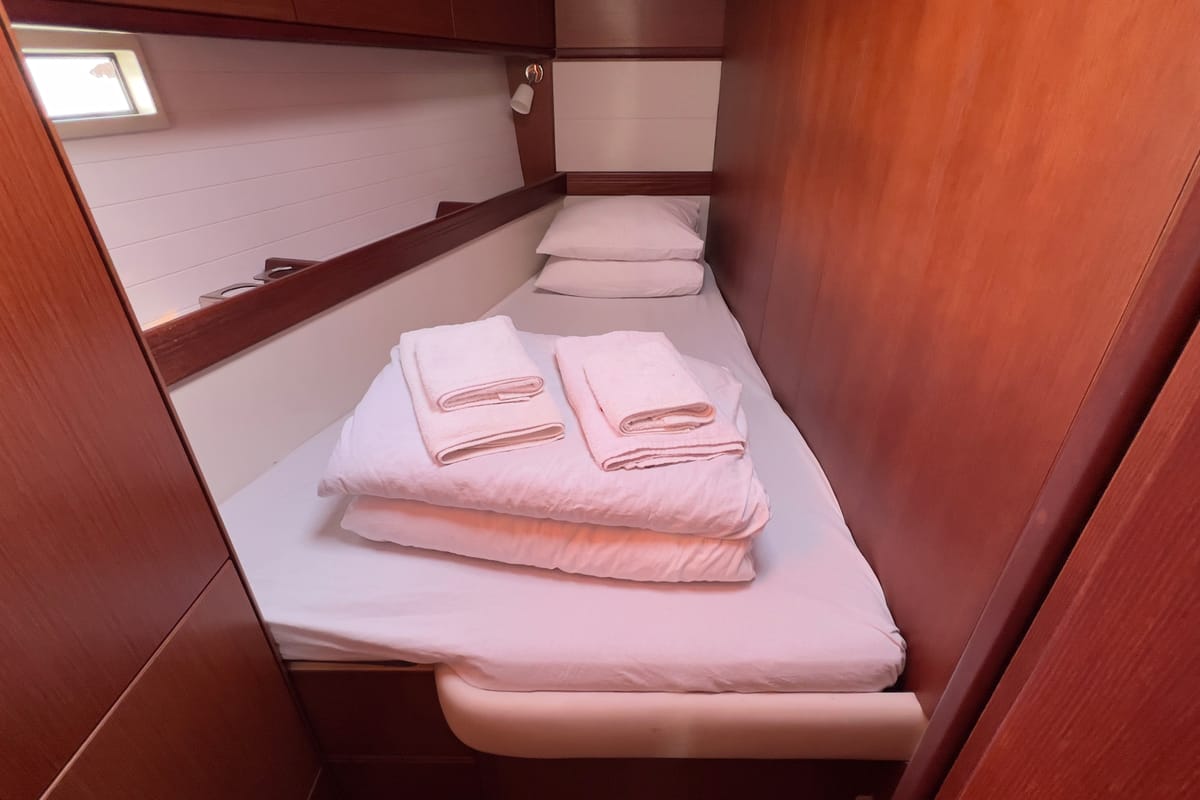 Cabin on Marlin, a Bavaria Cruiser 46 Style sailboat at Fethiye, Turkey