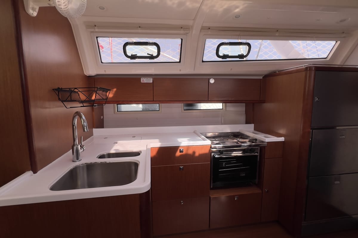 Galley of Marlin, a Bavaria Cruiser 46 Style sailboat at Fethiye, Turkey