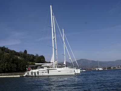 Cockpit of Marlin, a Bavaria Cruiser 46 Style sailboat at Fethiye, Turkey