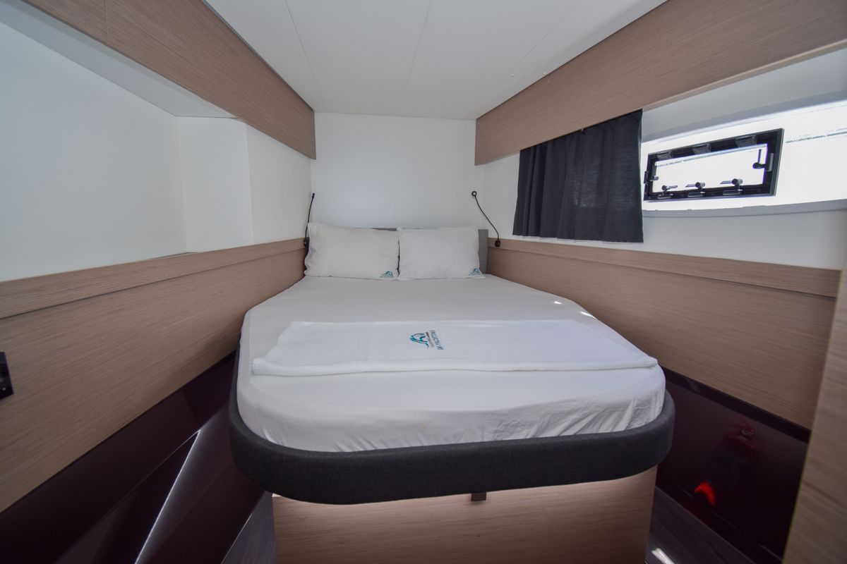 Cabin on MILLY 2, a Fountaine Pajot Elba 45 catamaran at Marmaris, Turkey