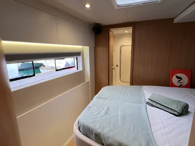 Cabin on Leone, a Bali 5.8 catamaran at Olbia, Italy