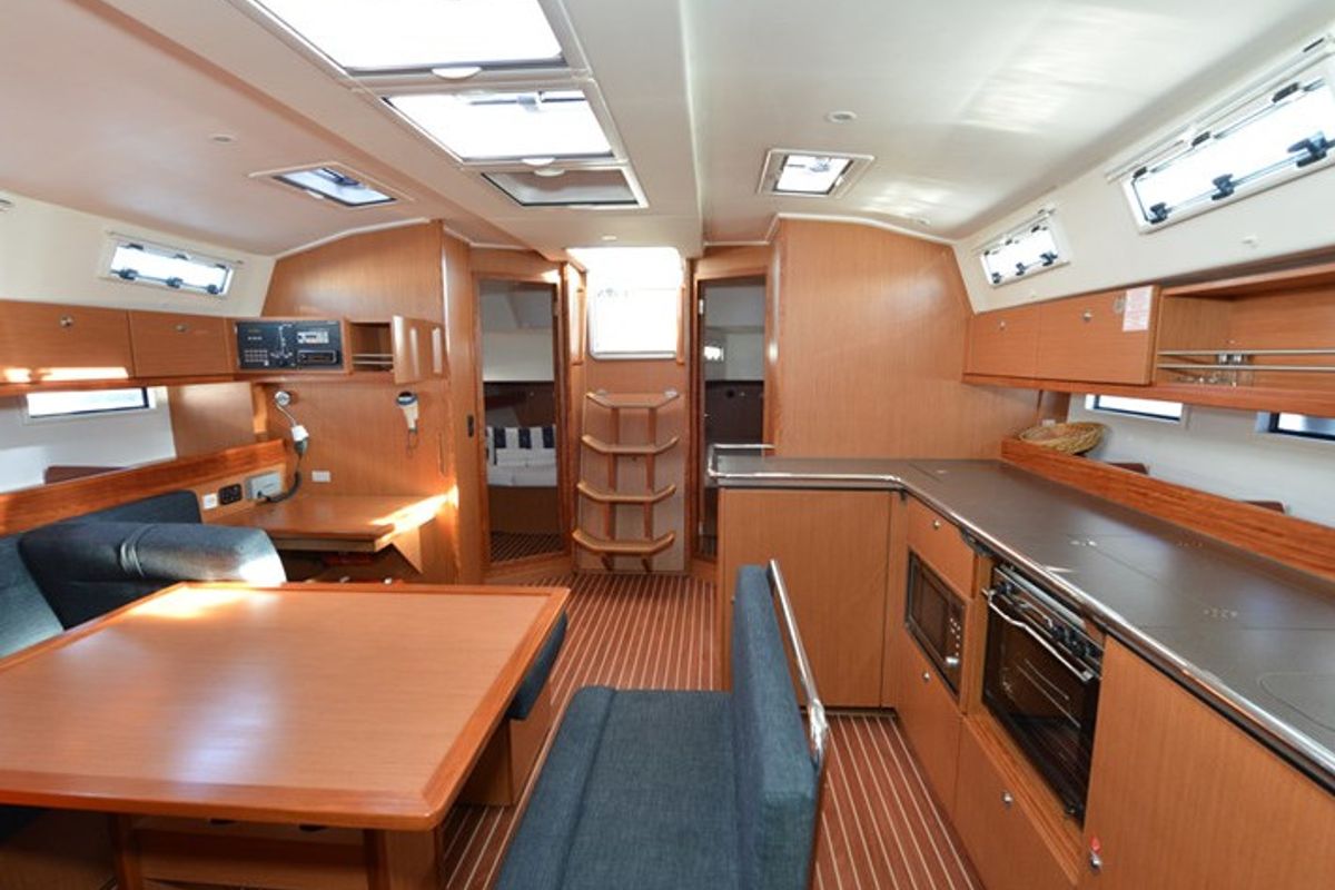 Salon of Wave Dancer, a Bavaria Cruiser 45 sailboat at Marmaris, Turkey