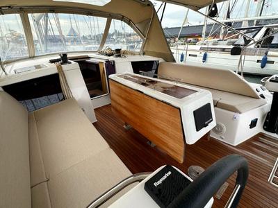 Deck of NEXUS , a Dufour 430 sailboat at Marmaris, Turkey