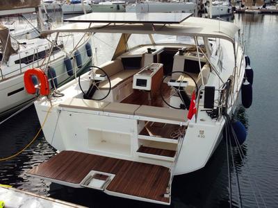 Cockpit of NEXUS , a Dufour 430 sailboat at Marmaris, Turkey