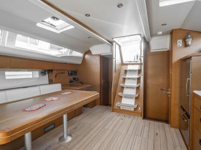 Salon of Erica, a Jeanneau 54 sailboat at Lavreotiki Municipal Unit, Greece