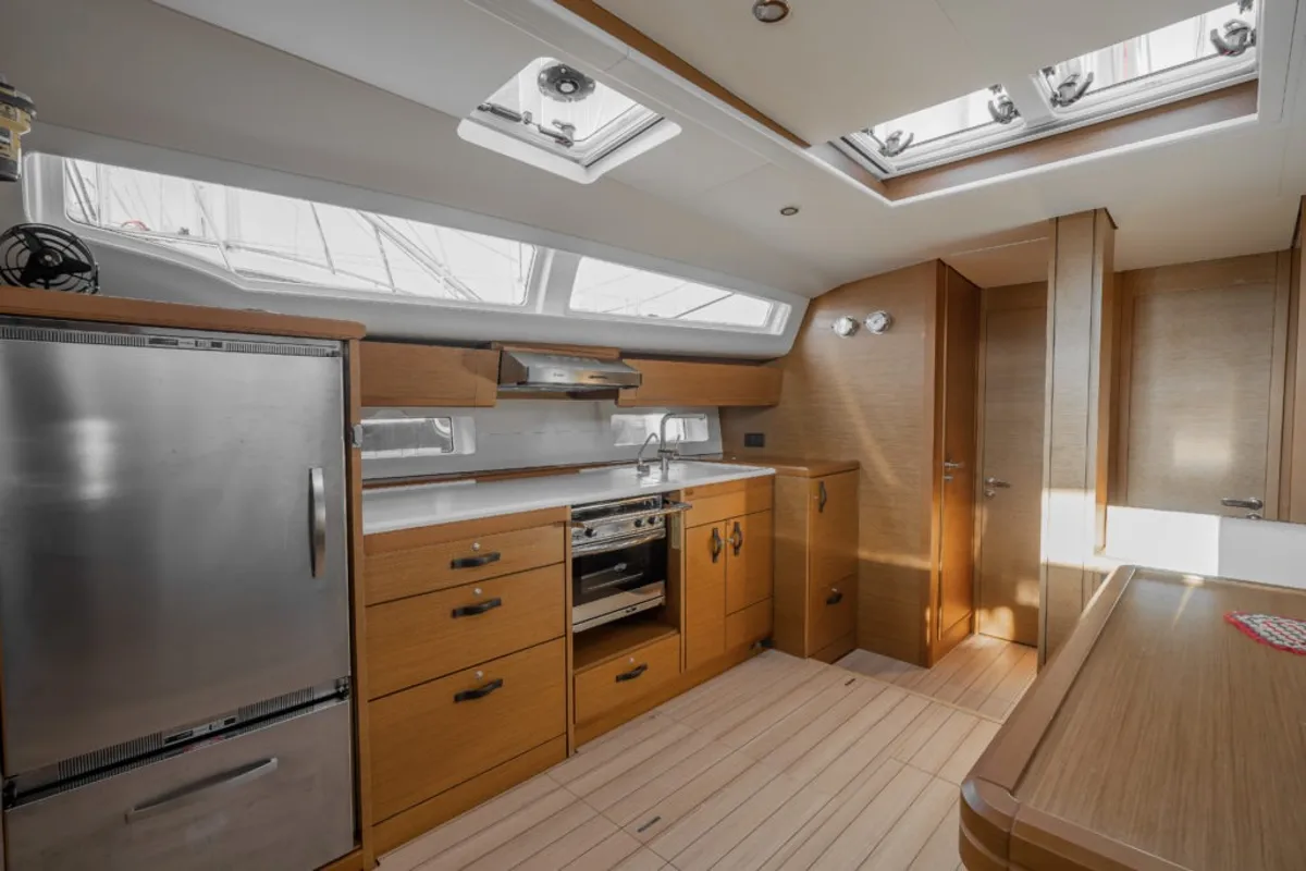 Galley of Erica, a Jeanneau 54 sailboat at Lavreotiki Municipal Unit, Greece