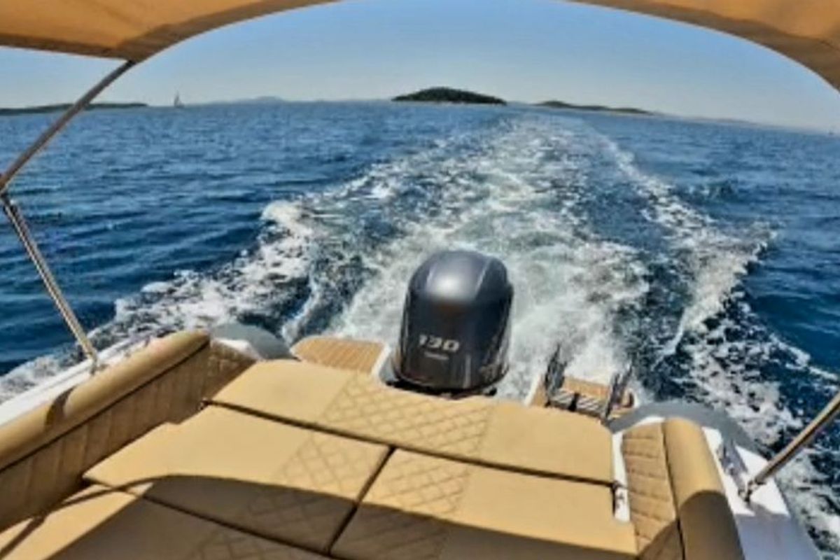 Deck of Liberty, a Salpa Soleil 18 rib at Jezera, Croatia