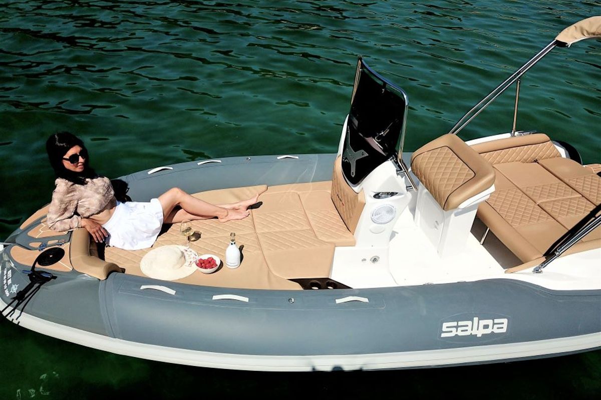 Exterior view of Liberty, a Salpa Soleil 18 rib at Jezera, Croatia