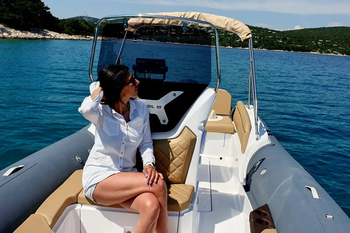 Cockpit of Liberty, a Salpa Soleil 18 rib at Jezera, Croatia