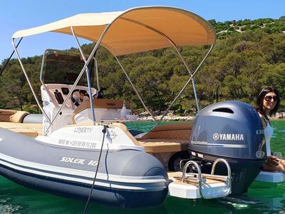 Exterior view of Liberty, a Salpa Soleil 18 rib at Jezera, Croatia