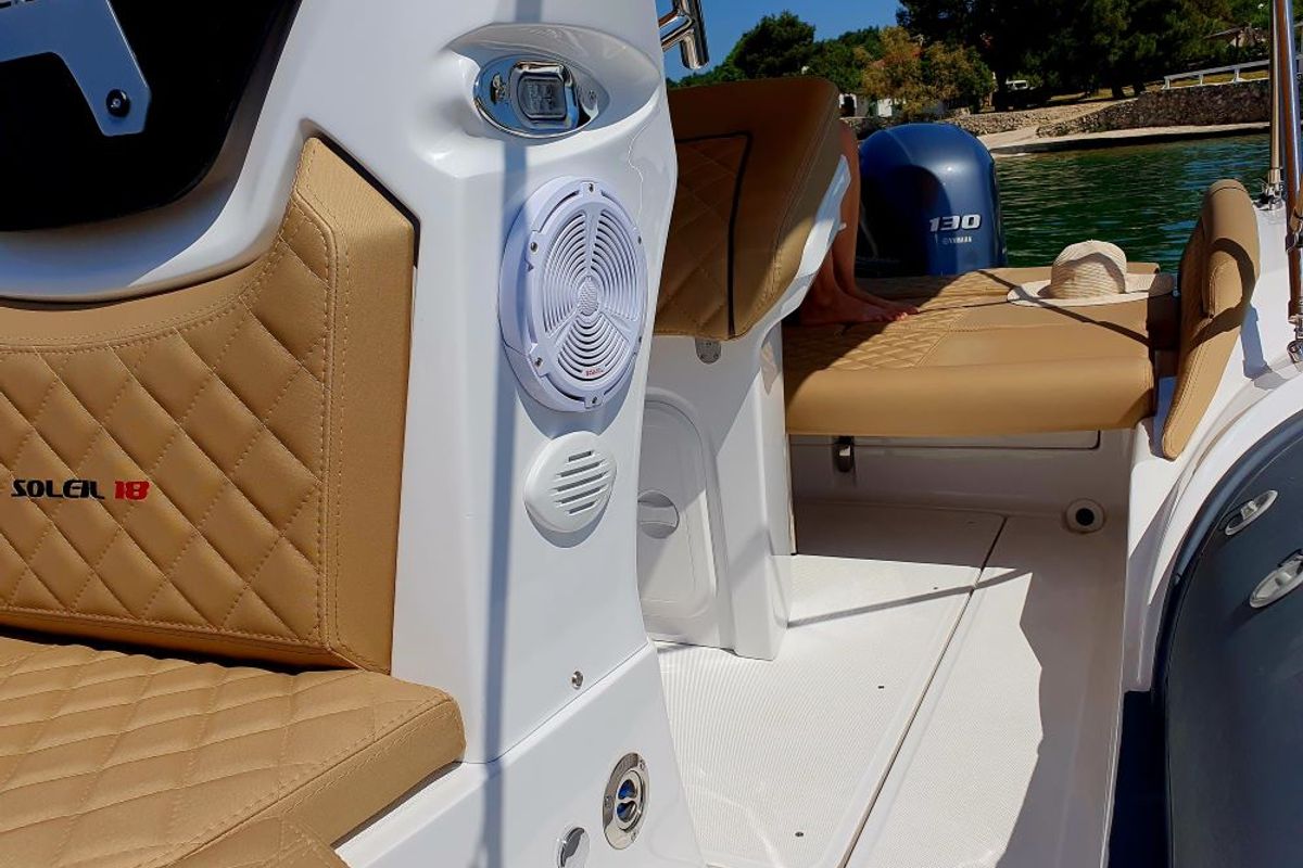 Deck of Liberty, a Salpa Soleil 18 rib at Jezera, Croatia