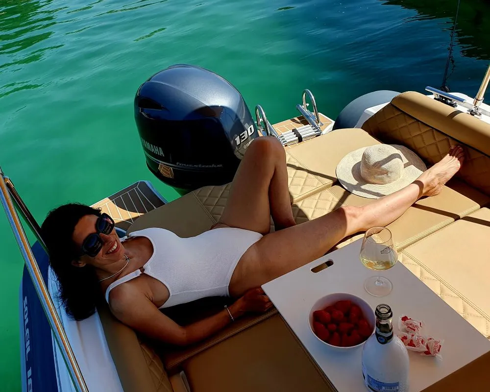 Deck of Liberty, a Salpa Soleil 18 rib at Jezera, Croatia