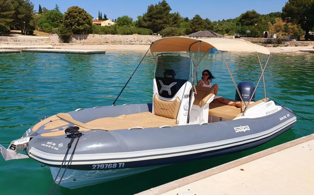 Exterior view of Liberty, a Salpa Soleil 18 rib at Jezera, Croatia