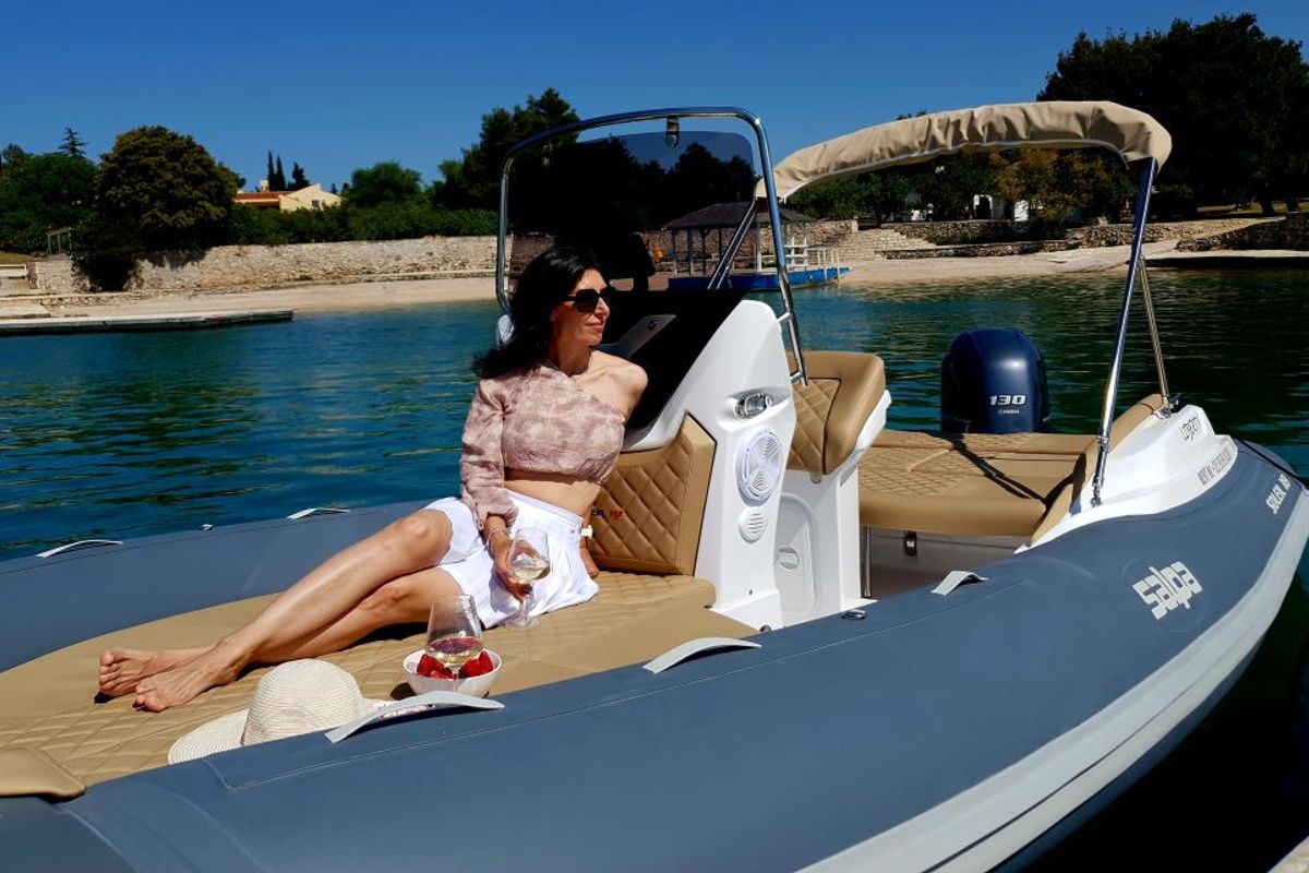 Exterior view of Liberty, a Salpa Soleil 18 rib at Jezera, Croatia