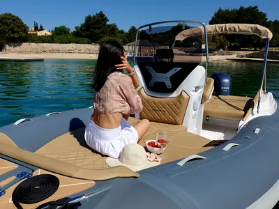 Deck of Liberty, a Salpa Soleil 18 rib at Jezera, Croatia