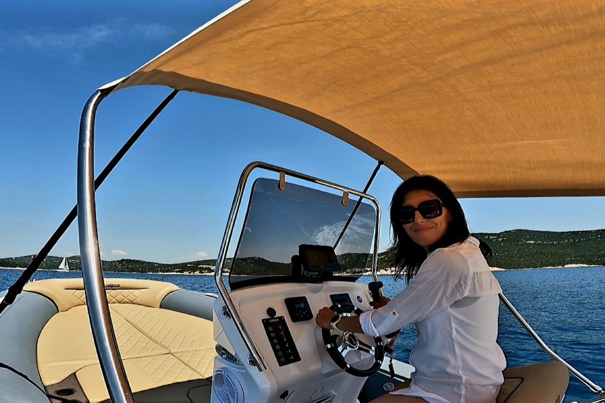 Cockpit of Liberty, a Salpa Soleil 18 rib at Jezera, Croatia