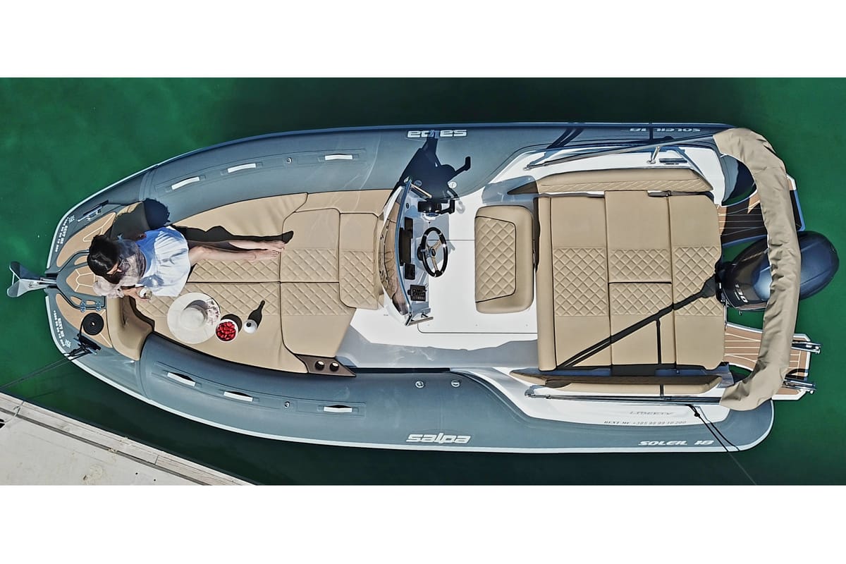 Deck of Liberty, a Salpa Soleil 18 rib at Jezera, Croatia