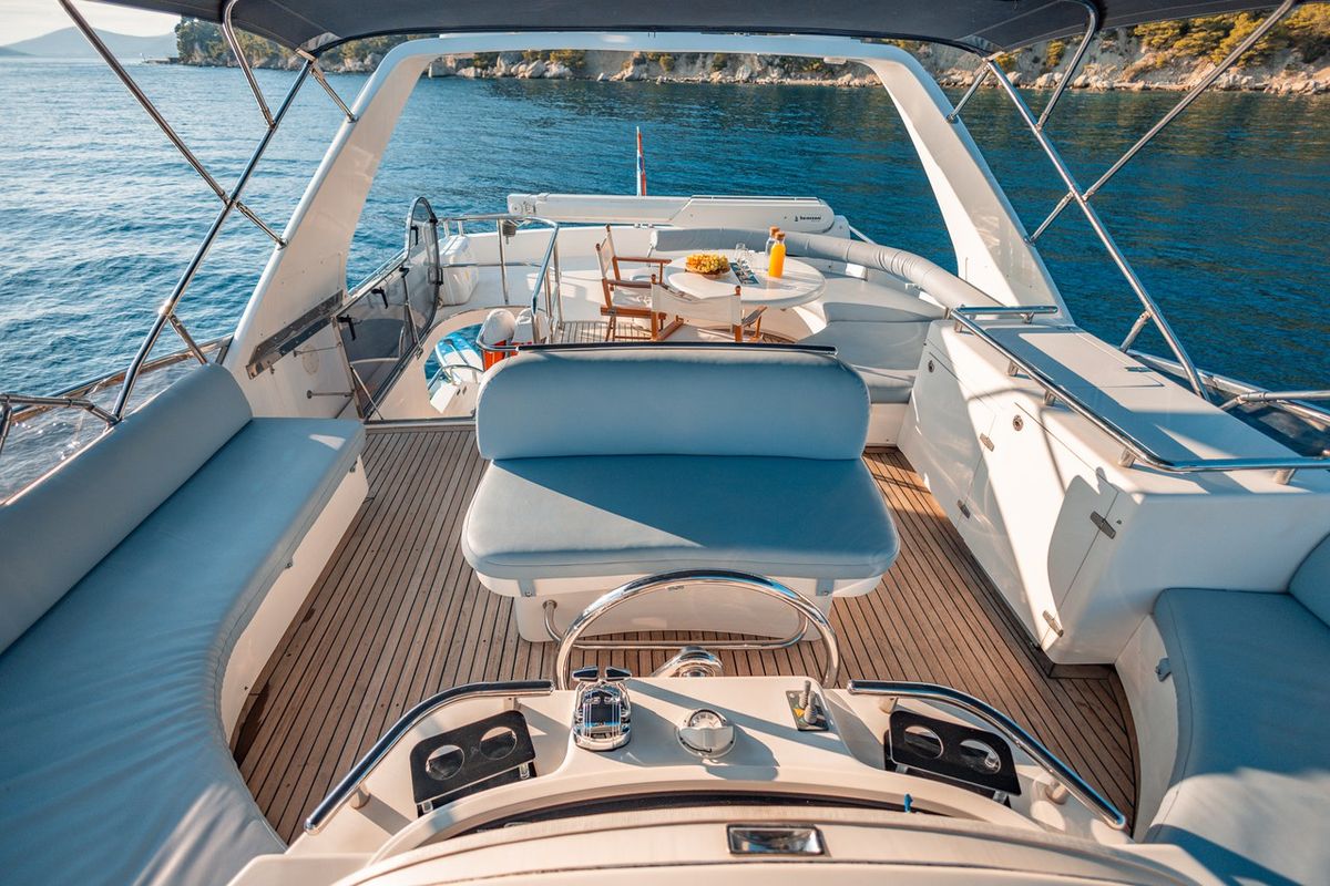 Cockpit of Happy3, a Yaretti 2210 yacht at Split, Croatia