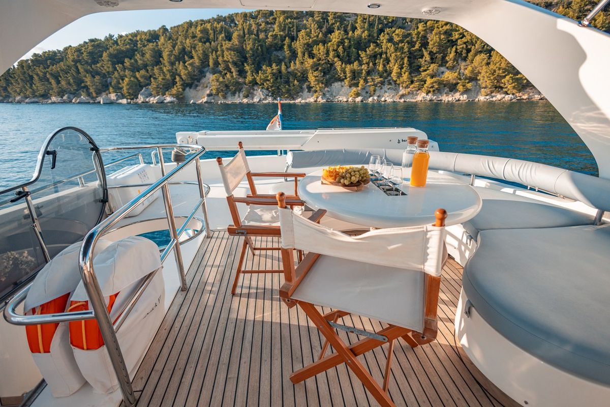 Deck of Happy3, a Yaretti 2210 yacht at Split, Croatia