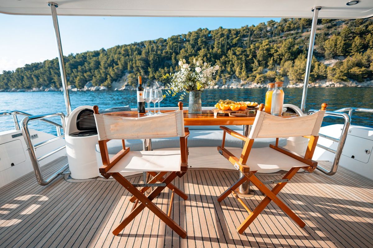 Deck of Happy3, a Yaretti 2210 yacht at Split, Croatia