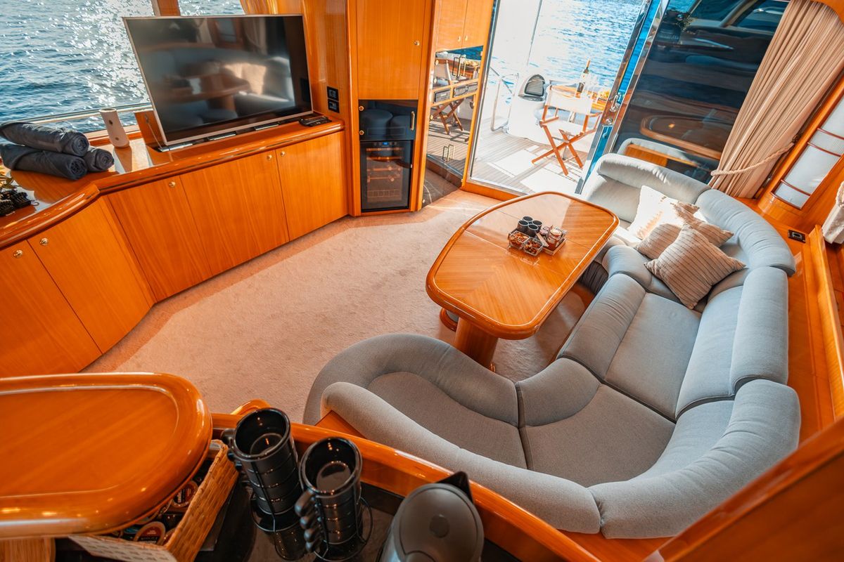 Salon of Happy3, a Yaretti 2210 yacht at Split, Croatia