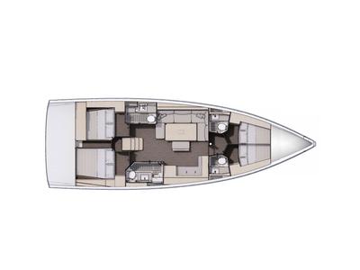 Floor plan of Ninna Nanna, a Dufour 470 sailboat at Cannigione, Italy