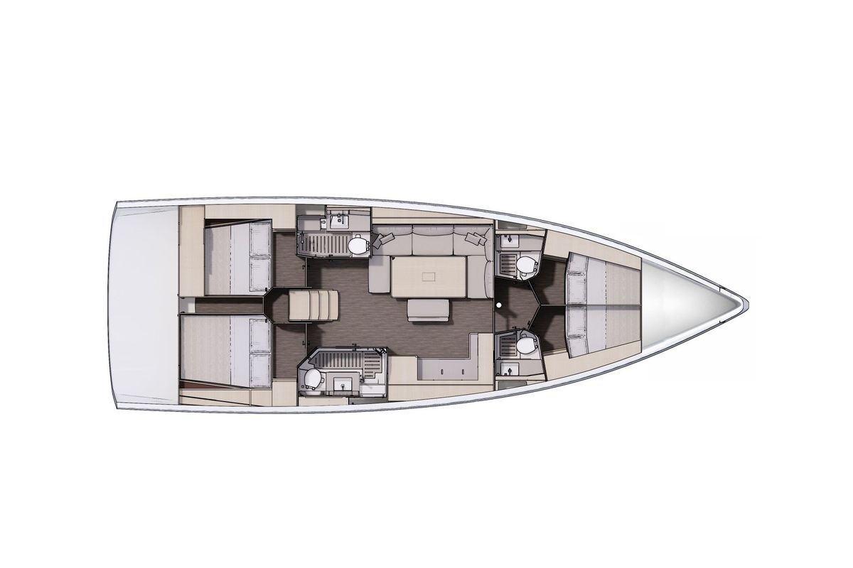 Floor plan of Ninna Nanna, a Dufour 470 sailboat at Cannigione, Italy