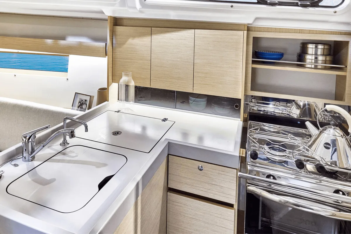 Galley of Oceanis 34.1 Premium, a Beneteau Oceanis 34.1 sailboat at Dubrovnik, Croatia