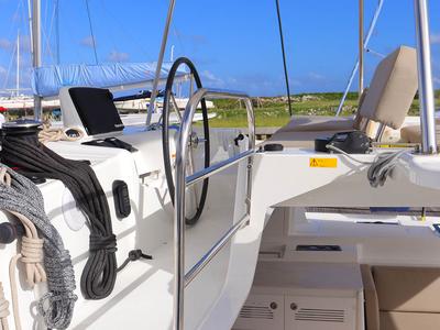 Cockpit of  Happy Fluke, a Lagoon 46 catamaran at Road Town, British Virgin Islands