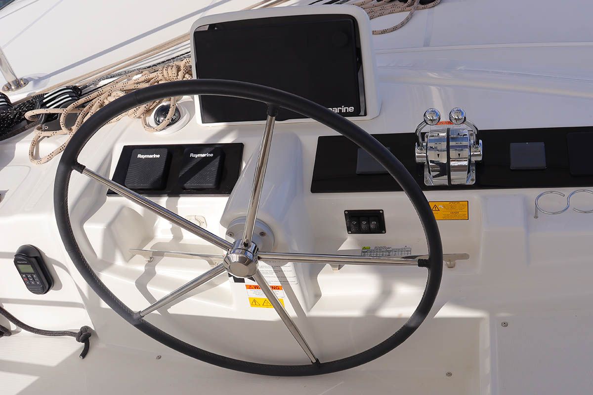 Cockpit of  Happy Fluke, a Lagoon 46 catamaran at Road Town, British Virgin Islands
