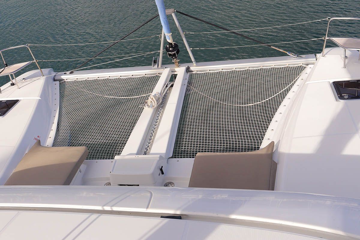 Deck of Happy Fluke, a Lagoon 46 catamaran at Road Town, British Virgin Islands