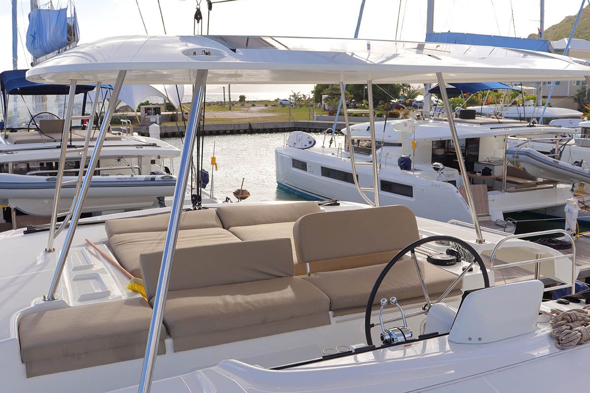Cockpit of  Happy Fluke, a Lagoon 46 catamaran at Road Town, British Virgin Islands