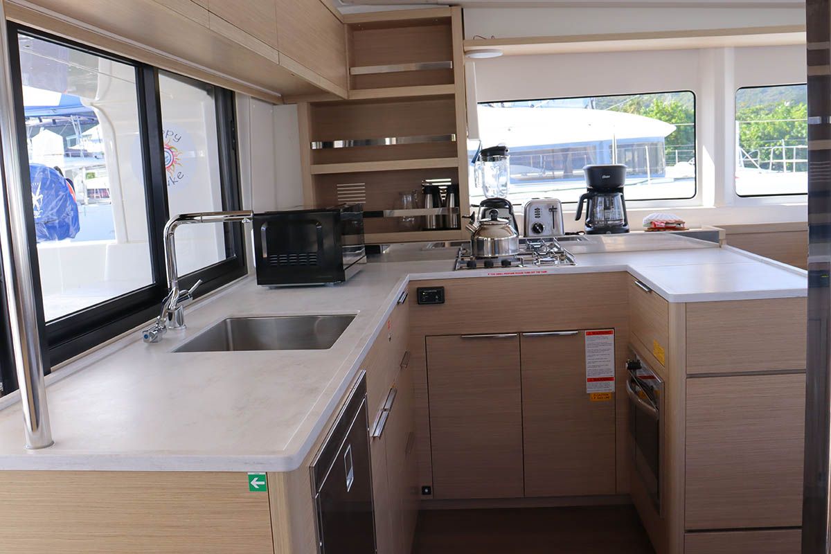 Galley of  Happy Fluke, a Lagoon 46 catamaran at Road Town, British Virgin Islands