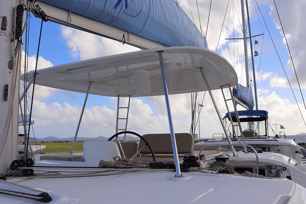 Cockpit of Happy Fluke, a Lagoon 46 catamaran at Road Town, British Virgin Islands