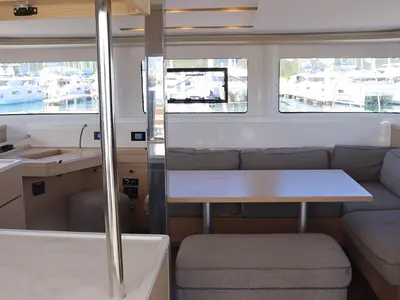 Salon of  Happy Fluke, a Lagoon 46 catamaran at Road Town, British Virgin Islands