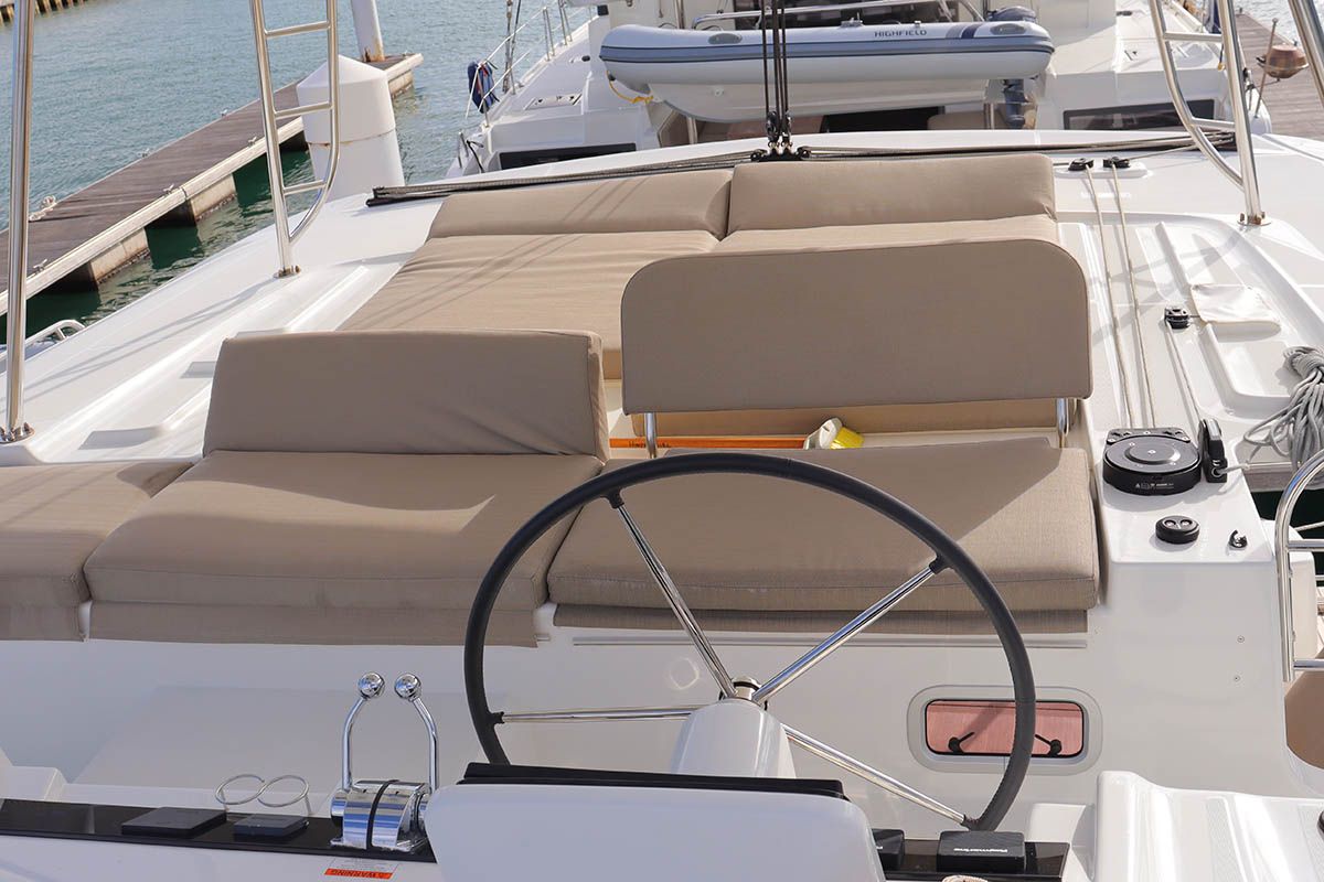 Cockpit of  Happy Fluke, a Lagoon 46 catamaran at Road Town, British Virgin Islands