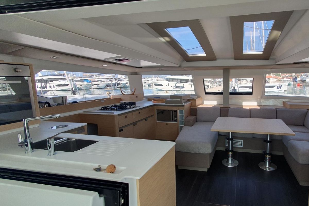 Cabin on Adria Blue, a Fountaine Pajot Elba 45 catamaran at Seget Donji, Croatia