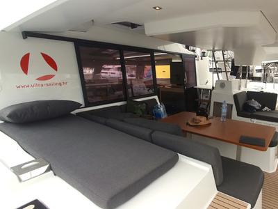 Deck of Adria Blue, a Fountaine Pajot Elba 45 catamaran at Seget Donji, Croatia