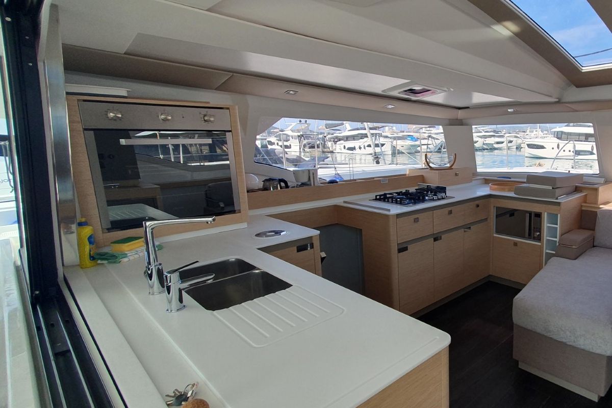Cabin on Adria Blue, a Fountaine Pajot Elba 45 catamaran at Seget Donji, Croatia