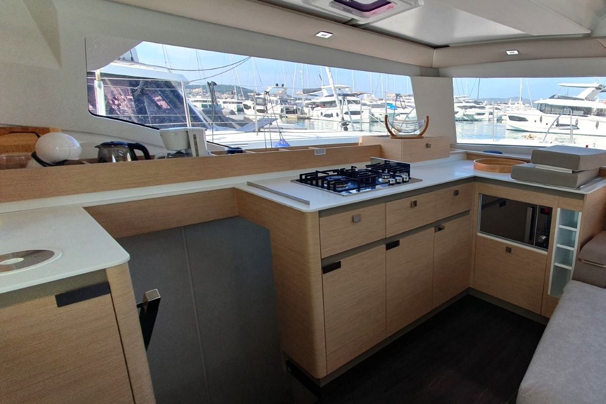 Galley of Adria Blue, a Fountaine Pajot Elba 45 catamaran at Seget Donji, Croatia