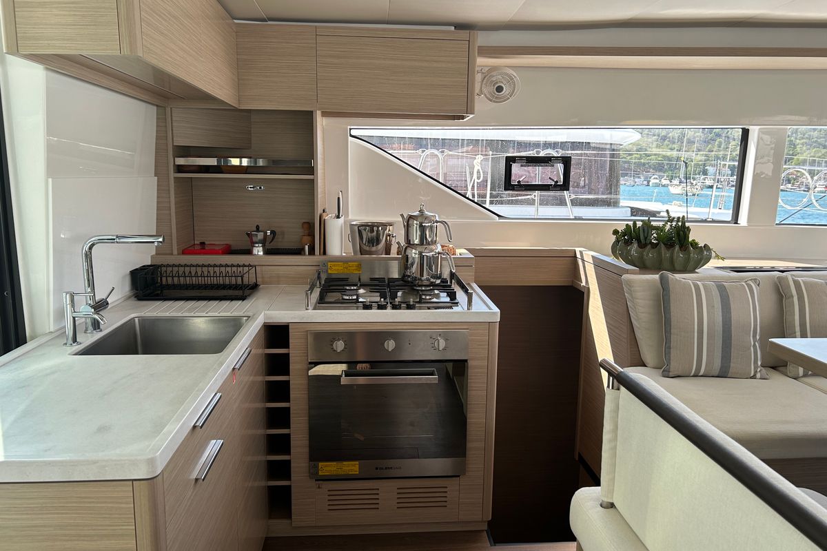 Galley of Libre, a Lagoon 51 catamaran at Fethiye, Turkey