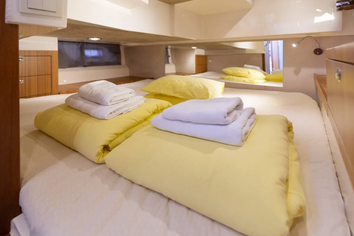 Cabin on 7 Happy Days, a Marex 360 Cabriolet Cruiser yacht at Grad Šibenik, Croatia