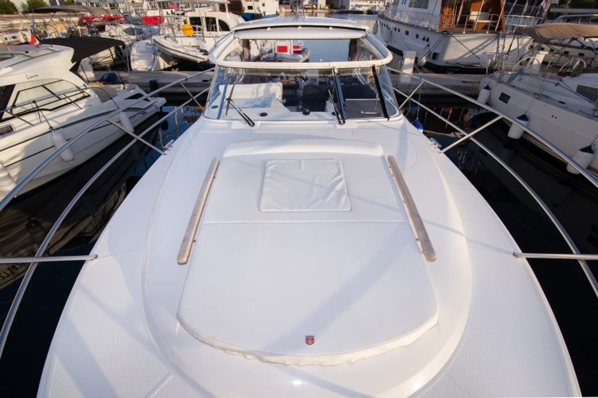 Deck of 7 Happy Days, a Marex 360 Cabriolet Cruiser yacht at Grad Šibenik, Croatia