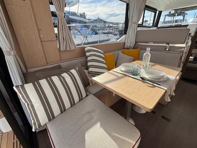 Salon of ZOE, a Beneteau Swift Trawler 37 Fly motorboat at Split, Croatia
