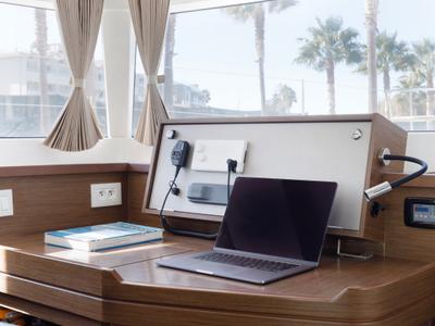 Salon of Greis, a Lagoon 450 Fly catamaran at Municipal Unit of Rhodes, Greece